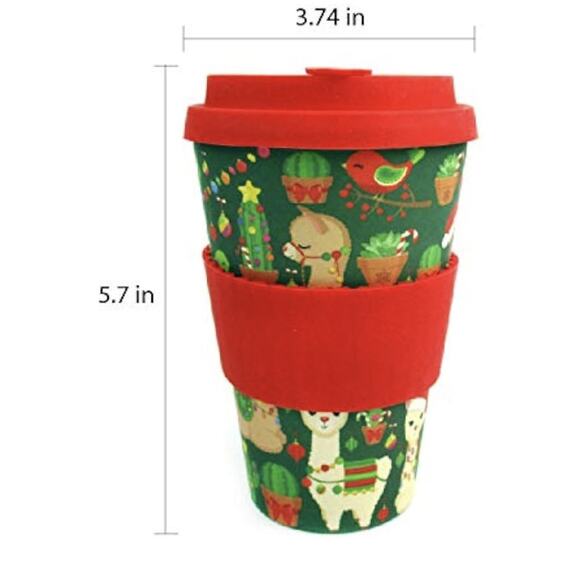 Tiny Mills Plant based travel mug Eco-Friendly Cup Alpaca Christmas Holiday - Picture 5 of 5
